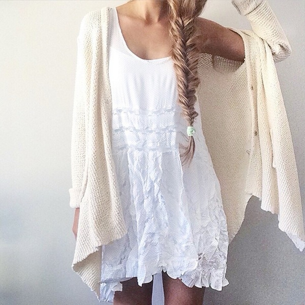 NWT Free People Trapeze Slip Dress XS White Tea Combo